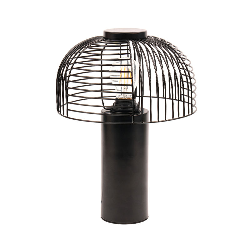 Sort fuglebur smedejern bordlampe