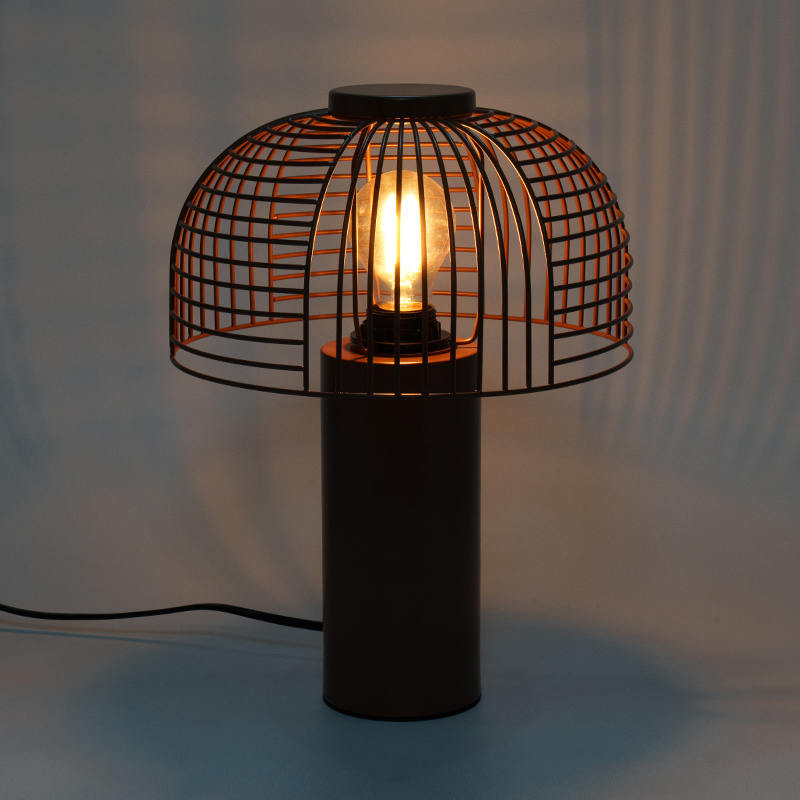 Sort fuglebur smedejern bordlampe