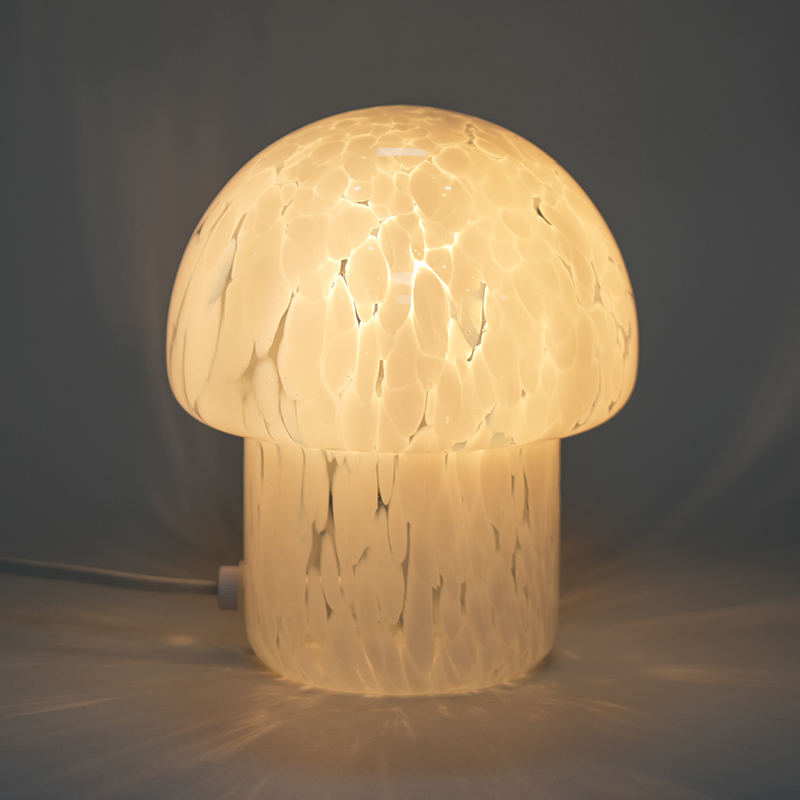 Plettet glas svamp bordlampe