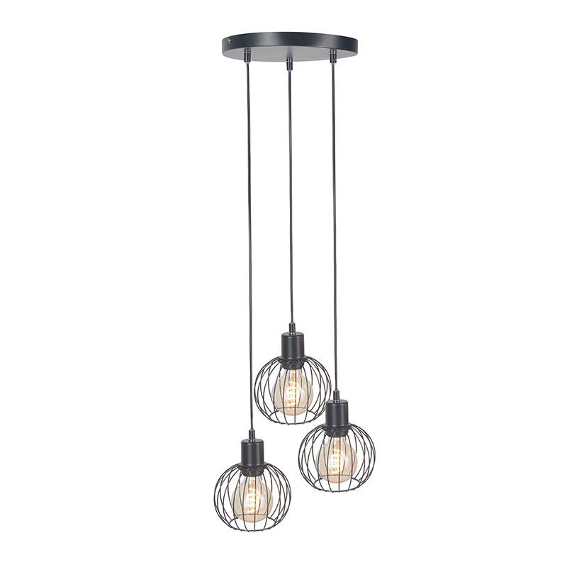 Trehovedede lanterne-jern lysekrone