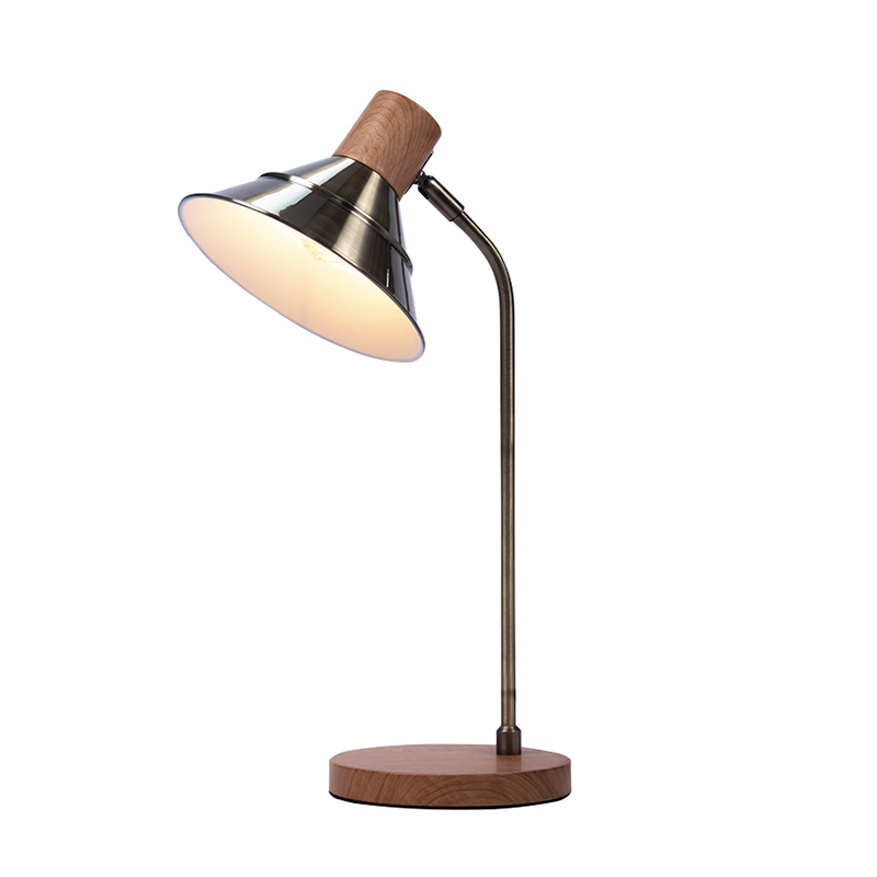 Nordic Wood Grain Base Metal Table Lampe