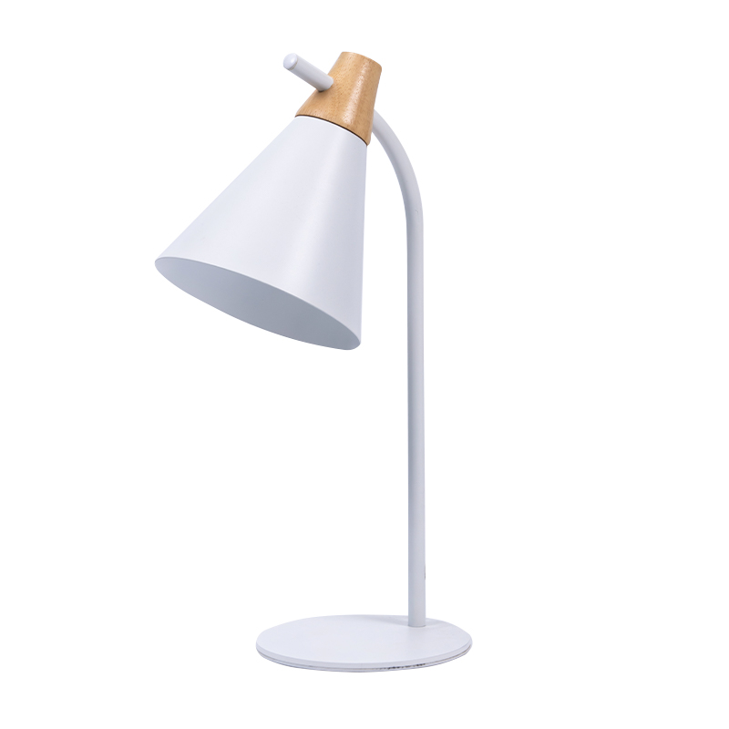Hvid simpel jernmetal bordlampe