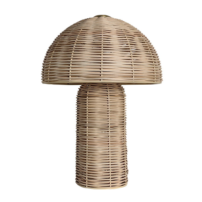 Rattan svampeformet bordlampe